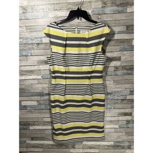 Women’s Calvin Klein Sleeveless Sheath Dress Gray Yellow Size 12